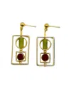 Aracheli Studio Women's Gold / Green / Red Art X Nephrite Jade Earrings In Gold