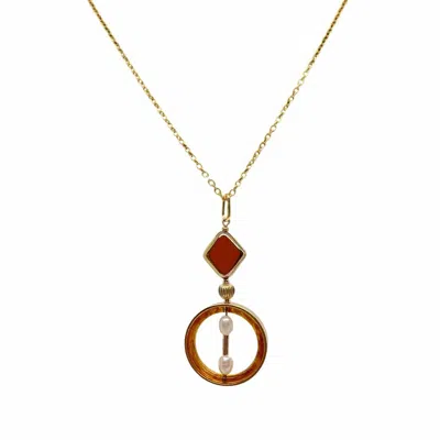 Aracheli Studio Women's Gold / White / Brown Carmela Chain Necklace In Burgundy