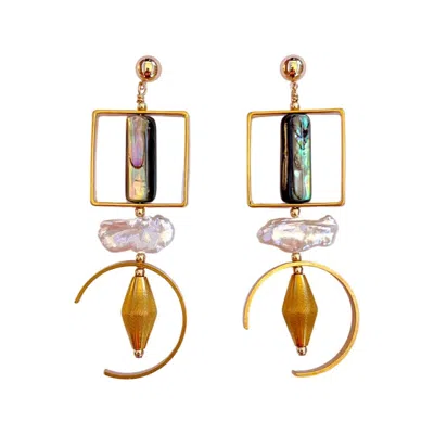 Aracheli Studio Women's Green / Gold Celest Abalone Earrings In Multi