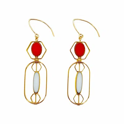 Aracheli Studio Women's Red / White White And Red Vintage German Glass Beads Art Deco Earrings In Multi