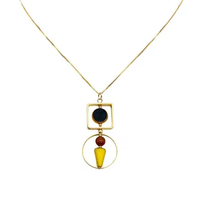 Aracheli Studio Women's Yellow / Brown / Black Black & Yellow Art Deco Chain Necklace In Multi
