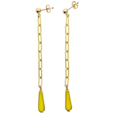 Pre-owned Aracheli Studio Yellow Teardrop Vintage German Glass Beads On Gold Filled Chain