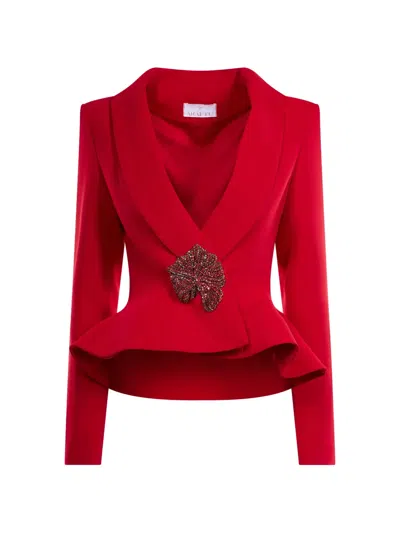 Araftu Crystal-embellished Peplum Blazer In Red