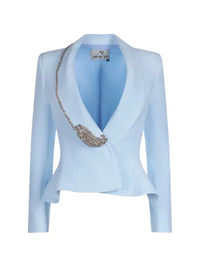 Araftu Crystal-embellished Peplum Suit In Blue