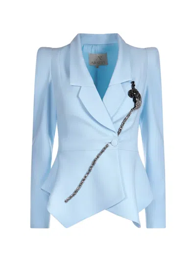 Araftu Crystal-embellished Peplum Suit In Blue