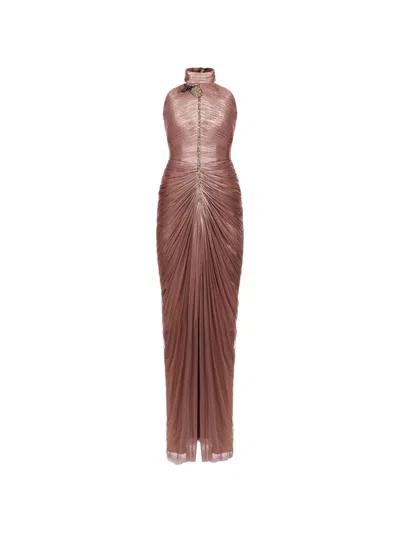 Araftu Crystal-embellished Ruched Dress In Pink