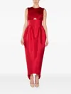 Araftu Cut-out Pleated Midi Dress In Red