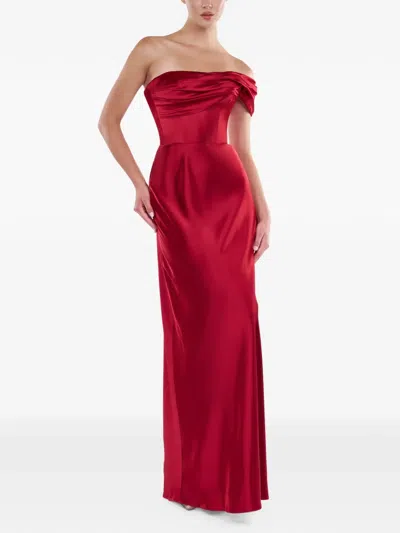 Araftu Draped Lace-up Dress In Red