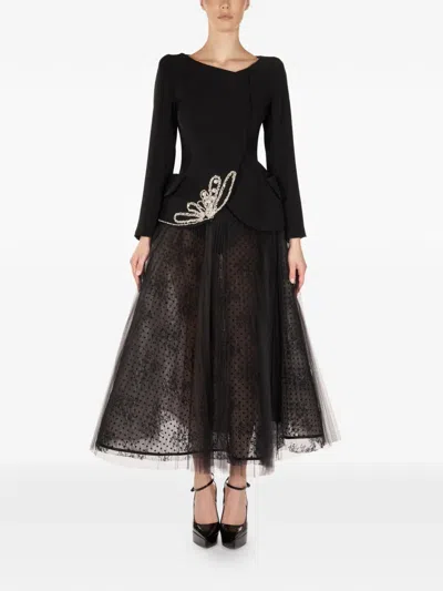 Araftu Embellished Panelled All In One In Black