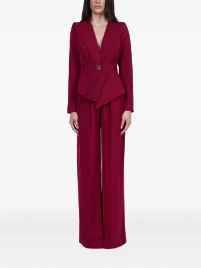 Araftu Embellished Peplum Jumpsuit In Burgundy