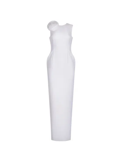 Araftu Floral-applique Sleeveless Maxi Dress In White