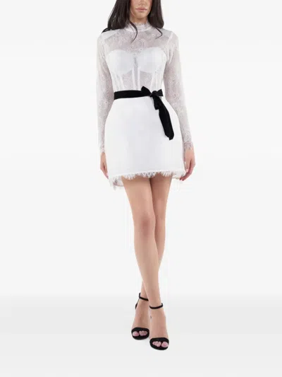 Araftu Lace-overlay Belted Mini Dress In Transparent