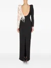 Araftu Long-sleeve Lace-detail Maxi Dress In Black
