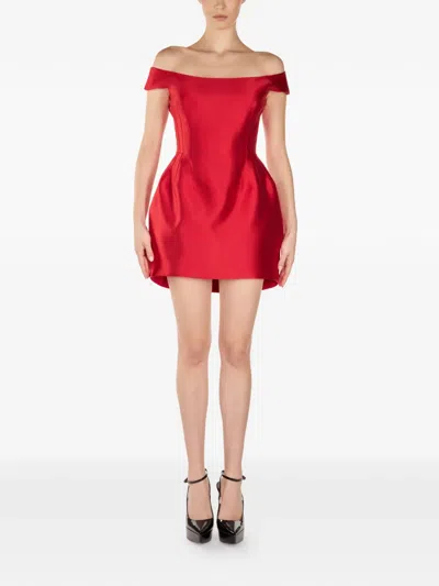 Araftu Off-shoulder Mini Dress In Brown