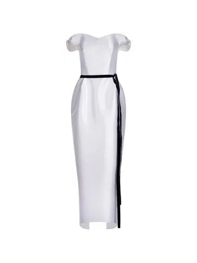 Araftu Off-shoulder Belted Maxi Dress In White