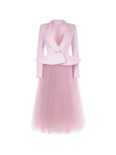 Araftu Peplum Tulle-skirt Dress In Pink