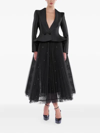 Araftu Pleated Peplum Dress In Black