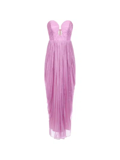 Araftu Plissé-effect Strapless Dress In Pink