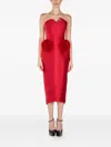 Araftu Rose-detail Strapless Midi Dress In Red