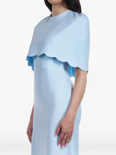 Araftu Scalloped-edge Cape-overlay Midi Dress In Blue