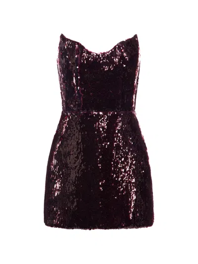 Araftu Sequin-embellished Strapless Dress In Purple