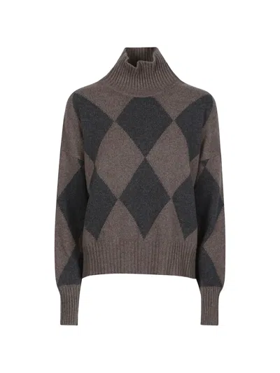 Aragona Argyle-motif Roll-neck Sweater In Blue