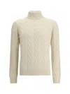Aragona Braided Turtleneck Sweater In White