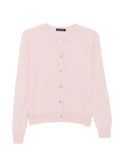Aragona Button-up Ribbed-trim Cardigan In Pink