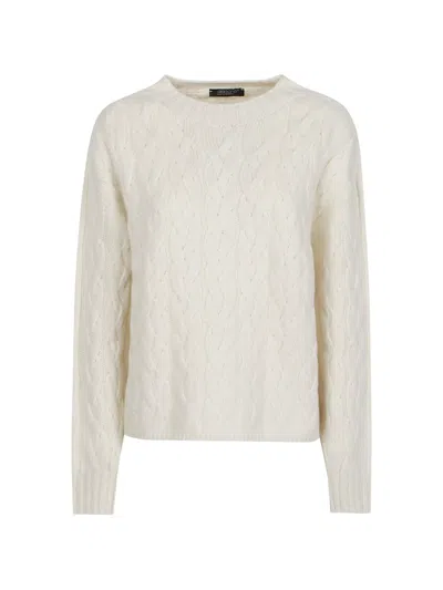 Aragona Cable-knit Cashmere Sweater In White