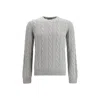 Aragona Cashmere Braided-effect Crewneck Sweater In Gray