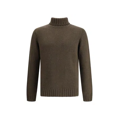 Aragona Cashmere Bicolor Alpaca Vicugna Pacos Turtleneck In Brown