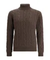 Aragona Cashmere Braided Turtleneck Knitwear In Brown