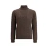 Aragona Cashmere Braided Turtleneck Sweater In Brown