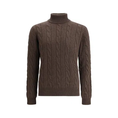 ARAGONA CASHMERE BRAIDED TURTLENECK MEN'S SWEATER