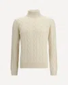 Aragona Cashmere Braided Turtleneck Sweater In White