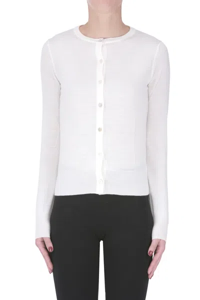 Aragona Extrafine Knit Cardigan In White