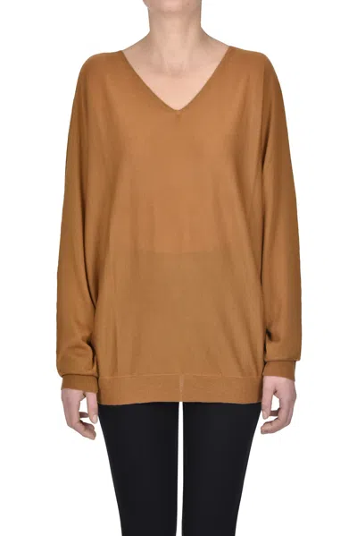 Aragona Extrafine Knit Pullover In Brown