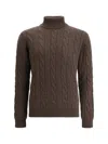 Aragona Braided Turtleneck Sweater In Brown