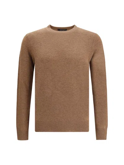 Aragona Crew-neck Shoulder Sweater In Brown