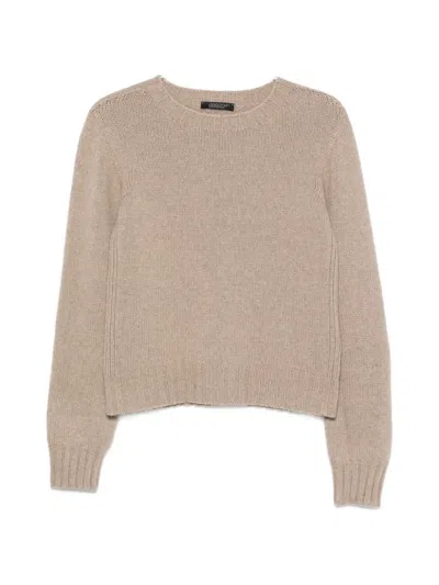 Aragona Long-sleeve Ribbed-knit Sweater In Brown