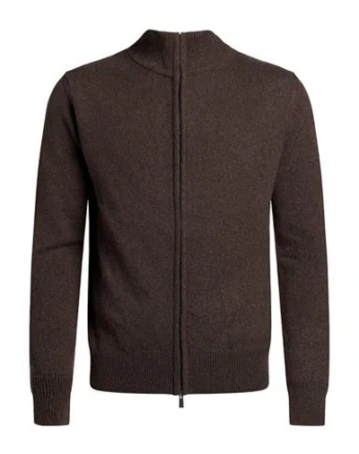 Aragona Man Cardigan Brown Size 38 Cashmere