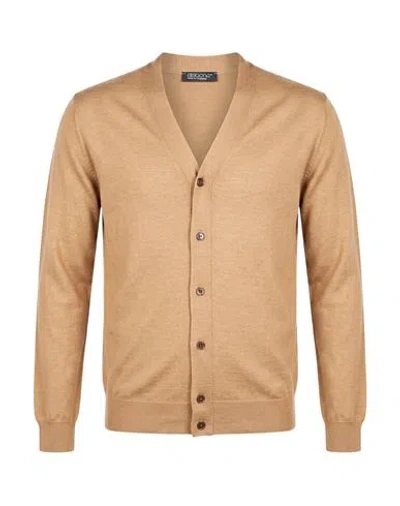 Aragona Man Cardigan Camel Size 40 Cashmere, Silk In Nude