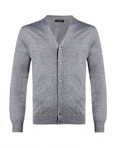 Aragona Man Cardigan Grey Size 38 Cashmere, Silk In Blue