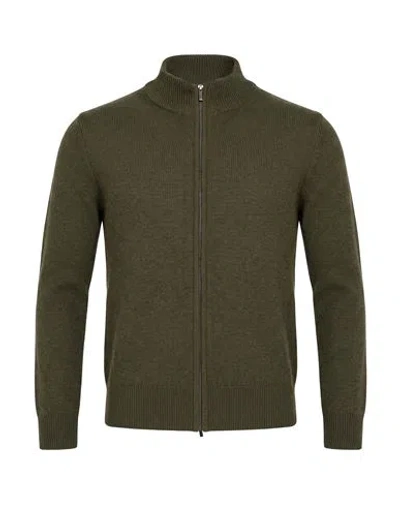 Aragona Man Cardigan Military Green Size 38 Cashmere