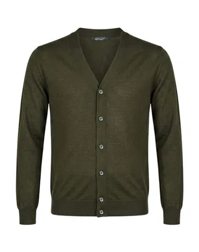 Aragona Man Cardigan Military Green Size 38 Cashmere, Silk