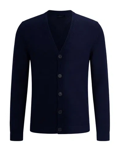Aragona Man Cardigan Navy Size 40 Merino Wool, Cashmere In Blue