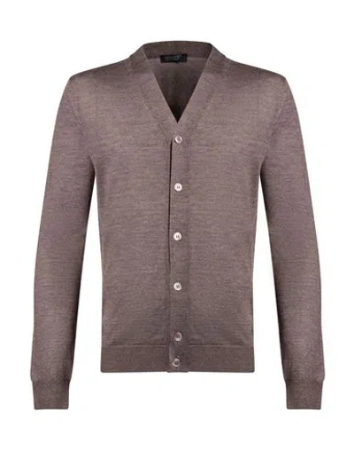 Aragona Man Cardigan Taupe Size 40 Cashmere, Silk In Purple