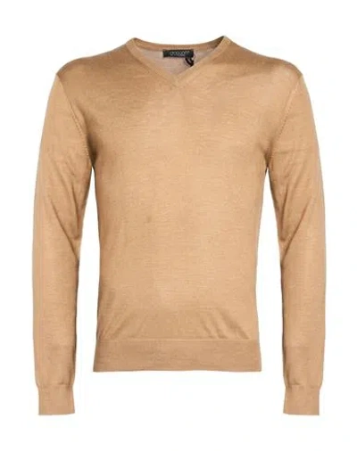 Aragona Man Sweater Camel Size 40 Cashmere, Silk In Nude