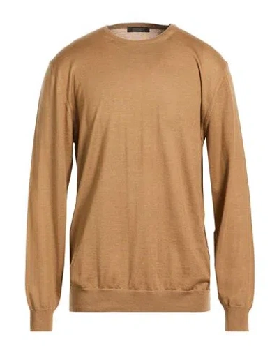 Aragona Man Sweater Camel Size 48 Cashmere, Silk In Gold