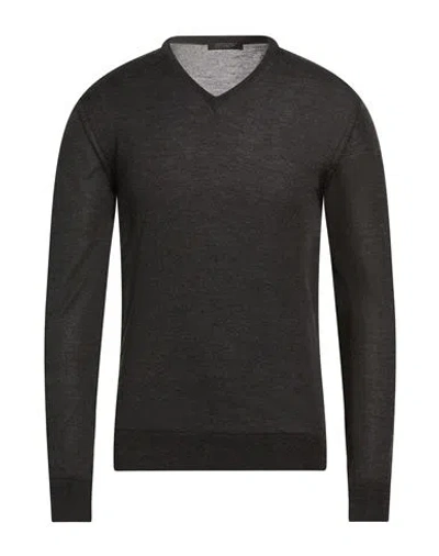 Aragona Man Sweater Charcoal Size 38 Cashmere, Silk In Gray